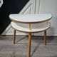 bedside or side table, vintage half circle 3 feet white trays made in England