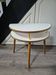 bedside or side table, vintage half circle 3 feet white trays made in England