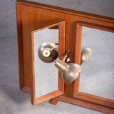 Vintage Free-Standing Teak Mirror with Lamp, 1960s