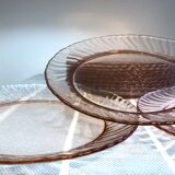 Pink glass dessert plates from the 70s, Arcoroc "Rosaline" +1 offered