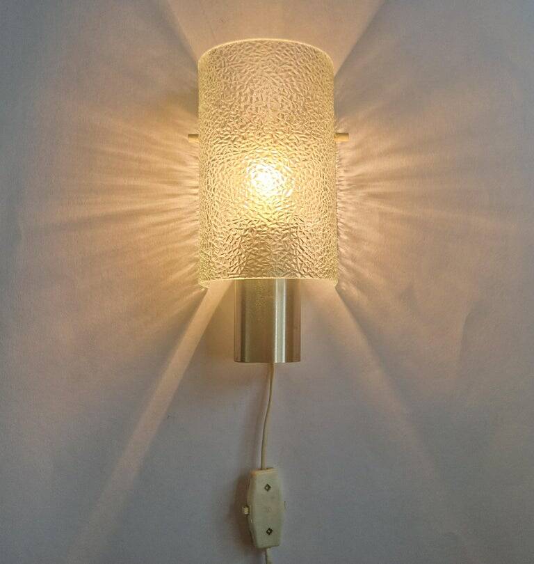 Midcentury Glass and Chrome Wall Lamp, Germany, 1970s