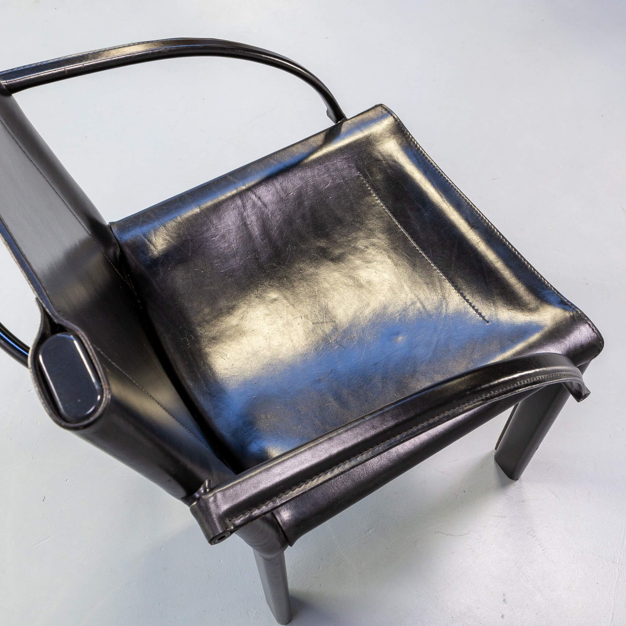 Carlo Bartoli black leather dining chair for Matteo Grassi set/4