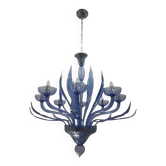 Murano Glass Bluino Italian Leaves Chandelier by Simoeng