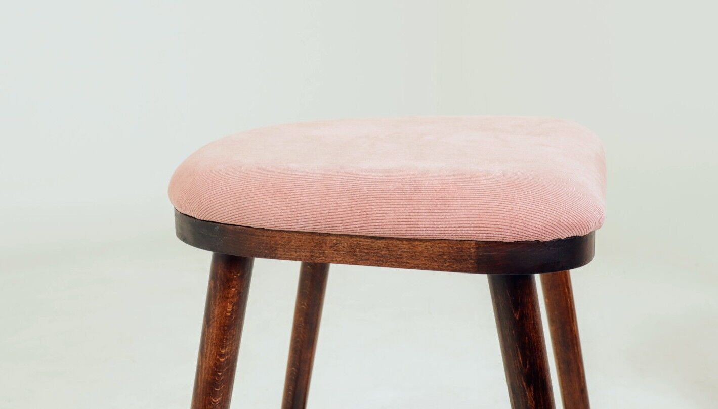 Tabourets de bar rosé velours côtelé Lot de 2