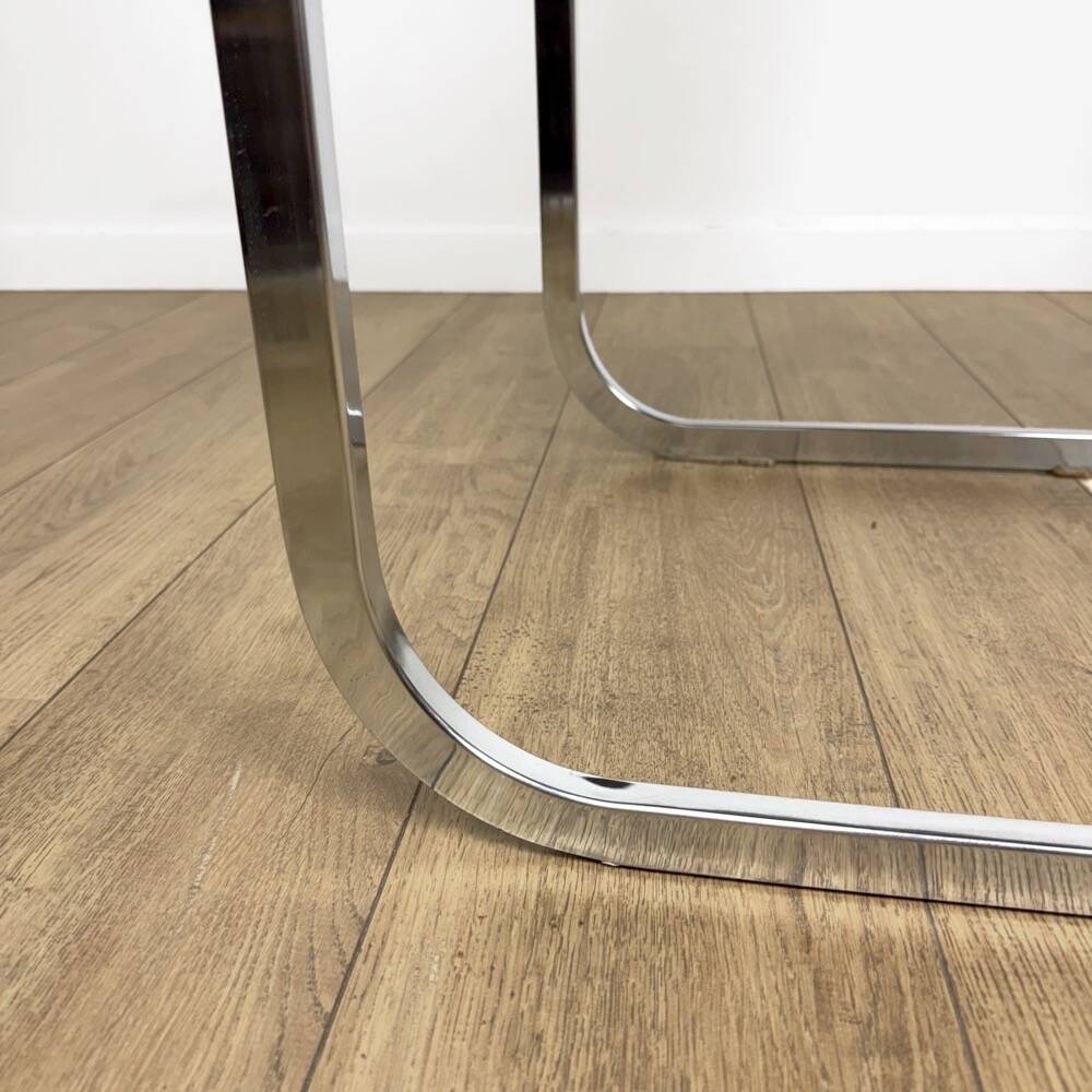 Chrome and black velvet sled chair from the 70s in Italy