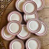 Set of 12 antique Gien red and gold dinner plates.