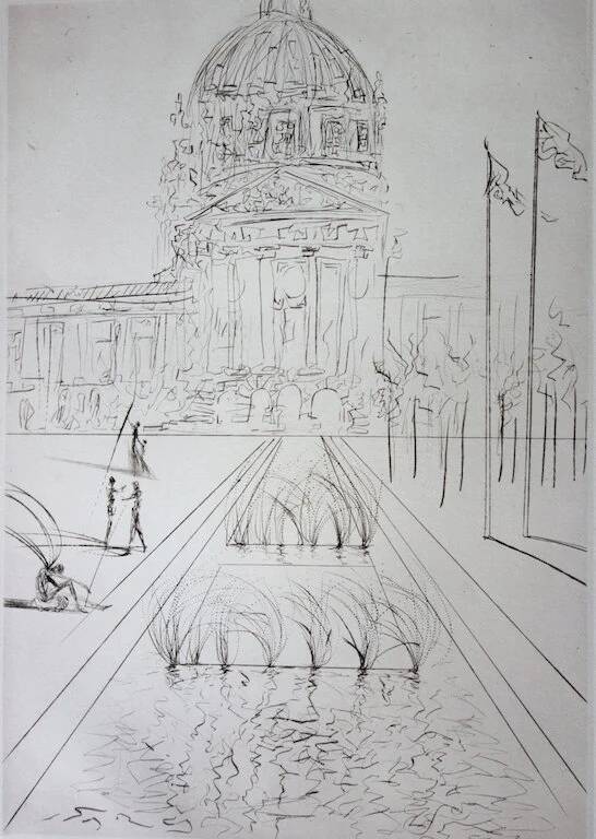 Salvador Dali: City Hall - Original signed etching