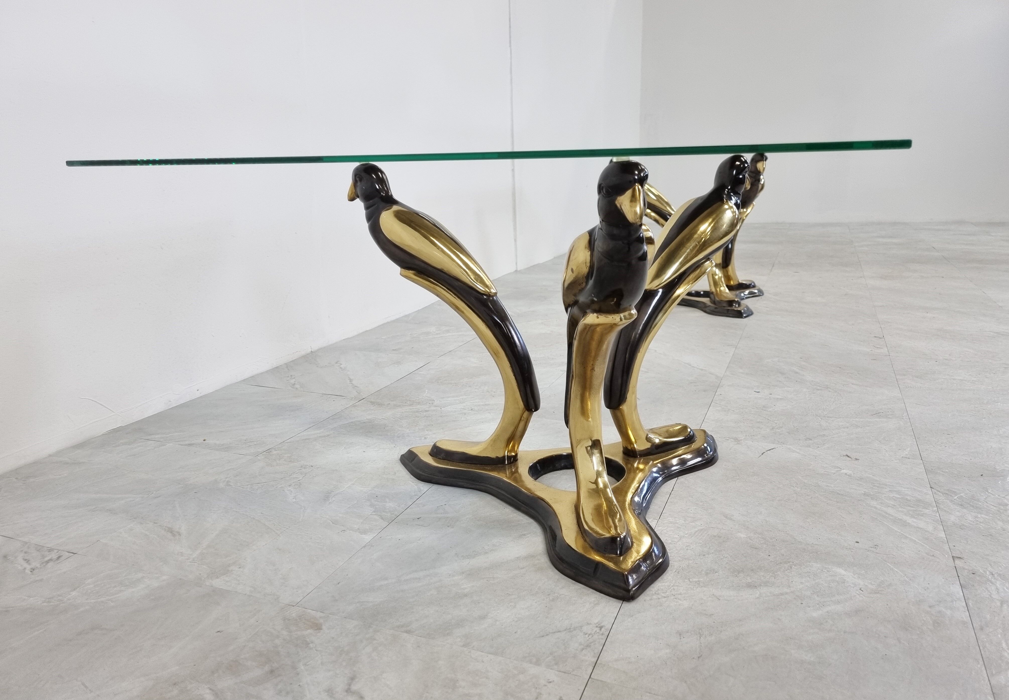 Pair of brass bird coffee tables, 1970s