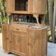 Parisian art deco 2-part buffet renovated in solid oak and marble 1940