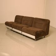 3 chauffeuses "Concha" en velours marron par Jo Otterpohl pour COR