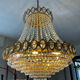 Lustre cascade en bronze et pampilles de cristal