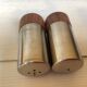 Salt and pepper set in teak and metal, Scandinavian style.