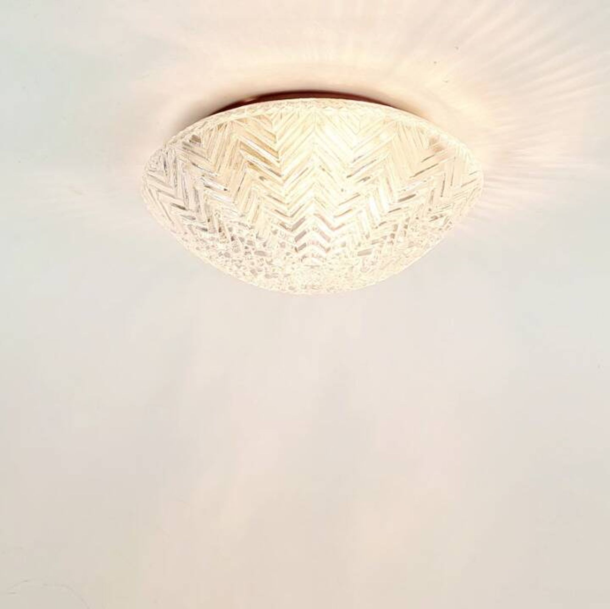 Pair of Geometric Transparent Glass Ceiling Lights from Limburg, Germany, 1970s