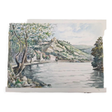 André Duculty (1912-1990) Watercolor on paper "Les Andelys (Normandy)" Signed lower right