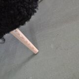 Mid-century black cocktail chair in lambskin, beech legs — 1960s