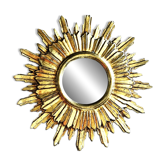 Vintage sun wall mirror in gilded wood, 1960
