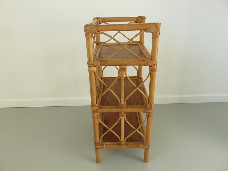 Bamboo rattan shelf, 60/70s