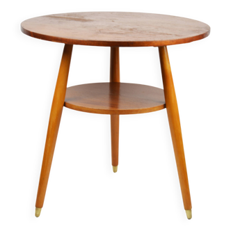 Table d'appoint ronde avec étagère, années 1970