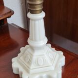 Old kerosene lamp foot albatre body crystal pink