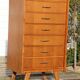 Chiffonnier 7 tiroirs chêne clair 1960