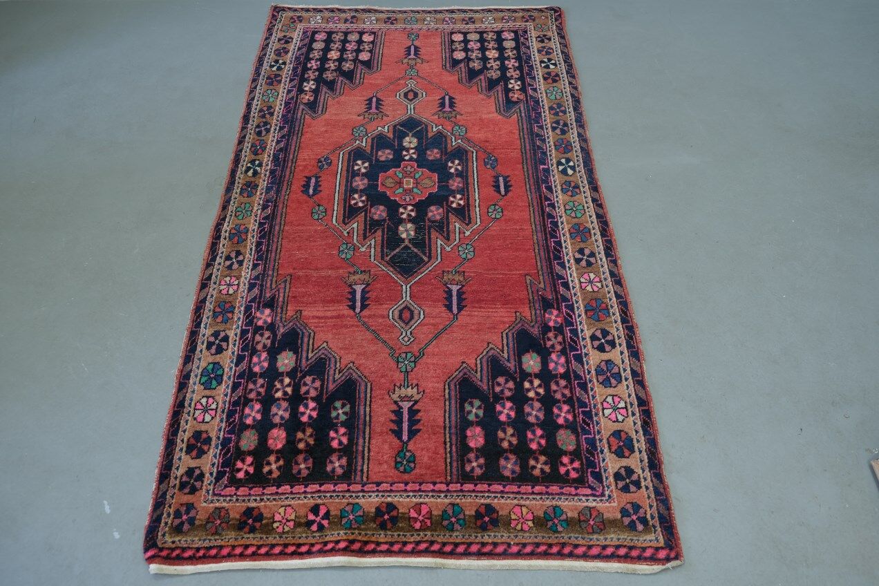 Antique hand-woven persian maslaghan rug, 1920s 254x135cm