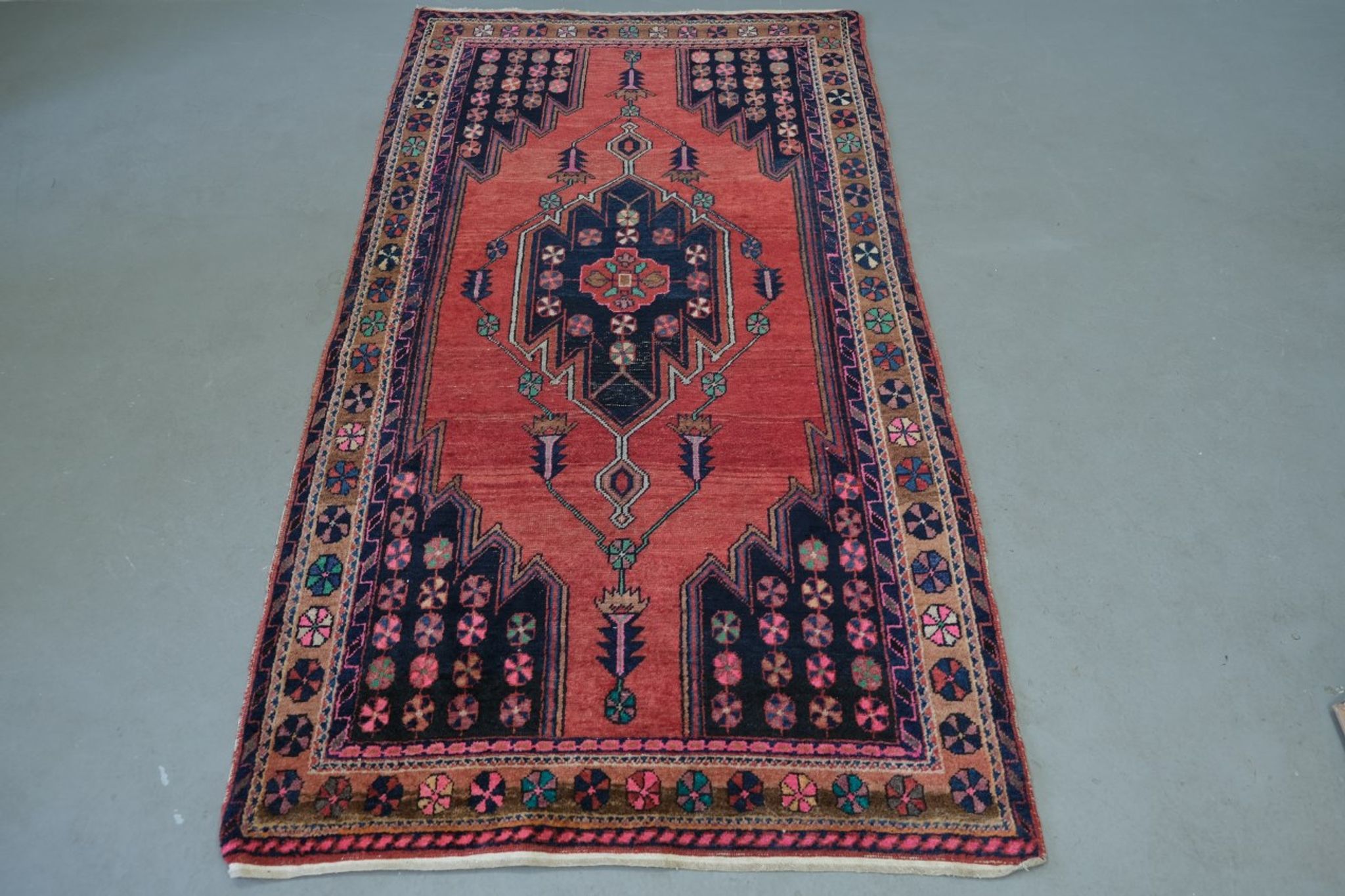 Tapis antique de maslaghan persan tissé à la main années 20 254x135cm