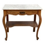 Louis XV dressing table in solid oak and white marble