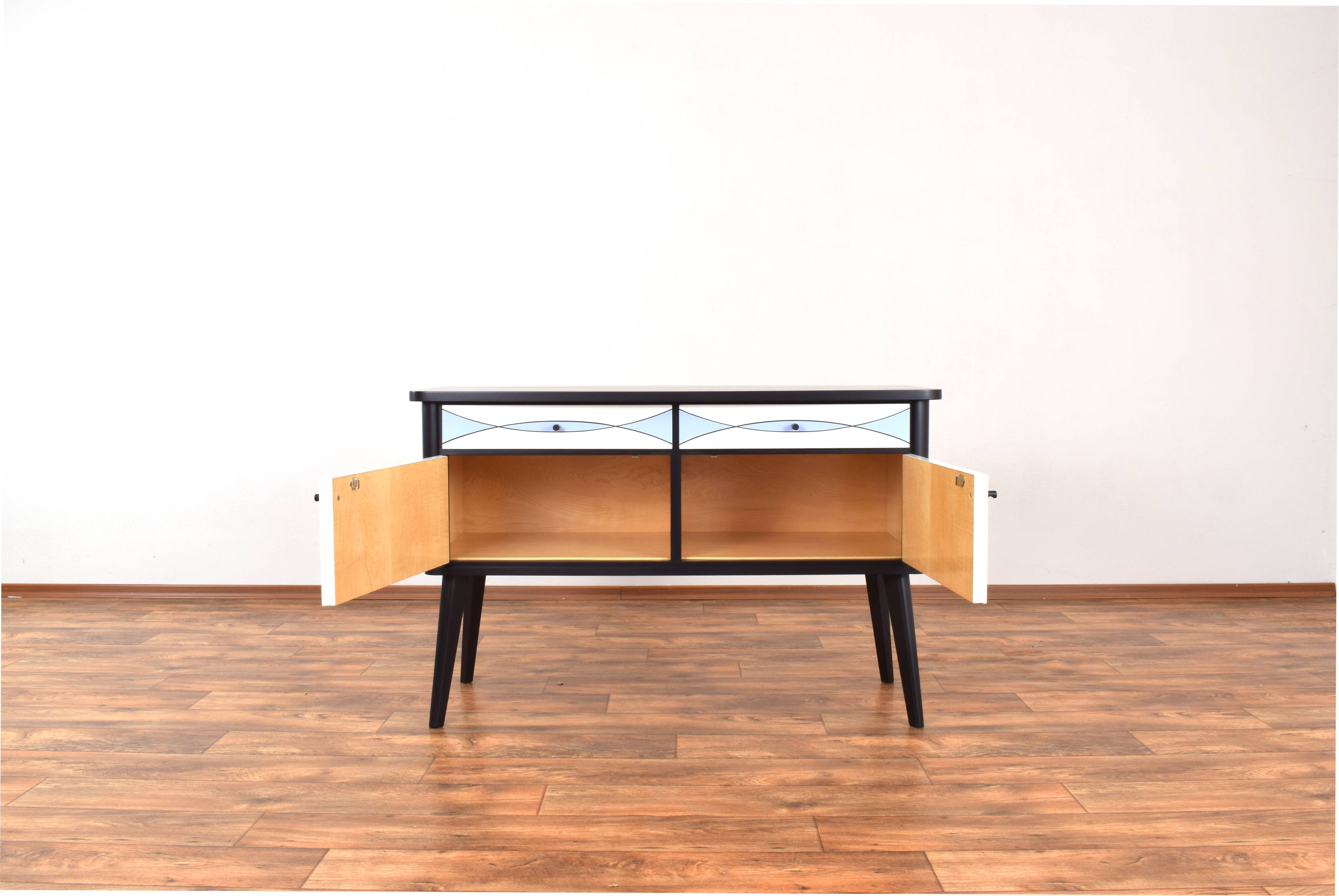 Mid-Century Op-Art. Hand-Painted German Sideboard, 1960s.