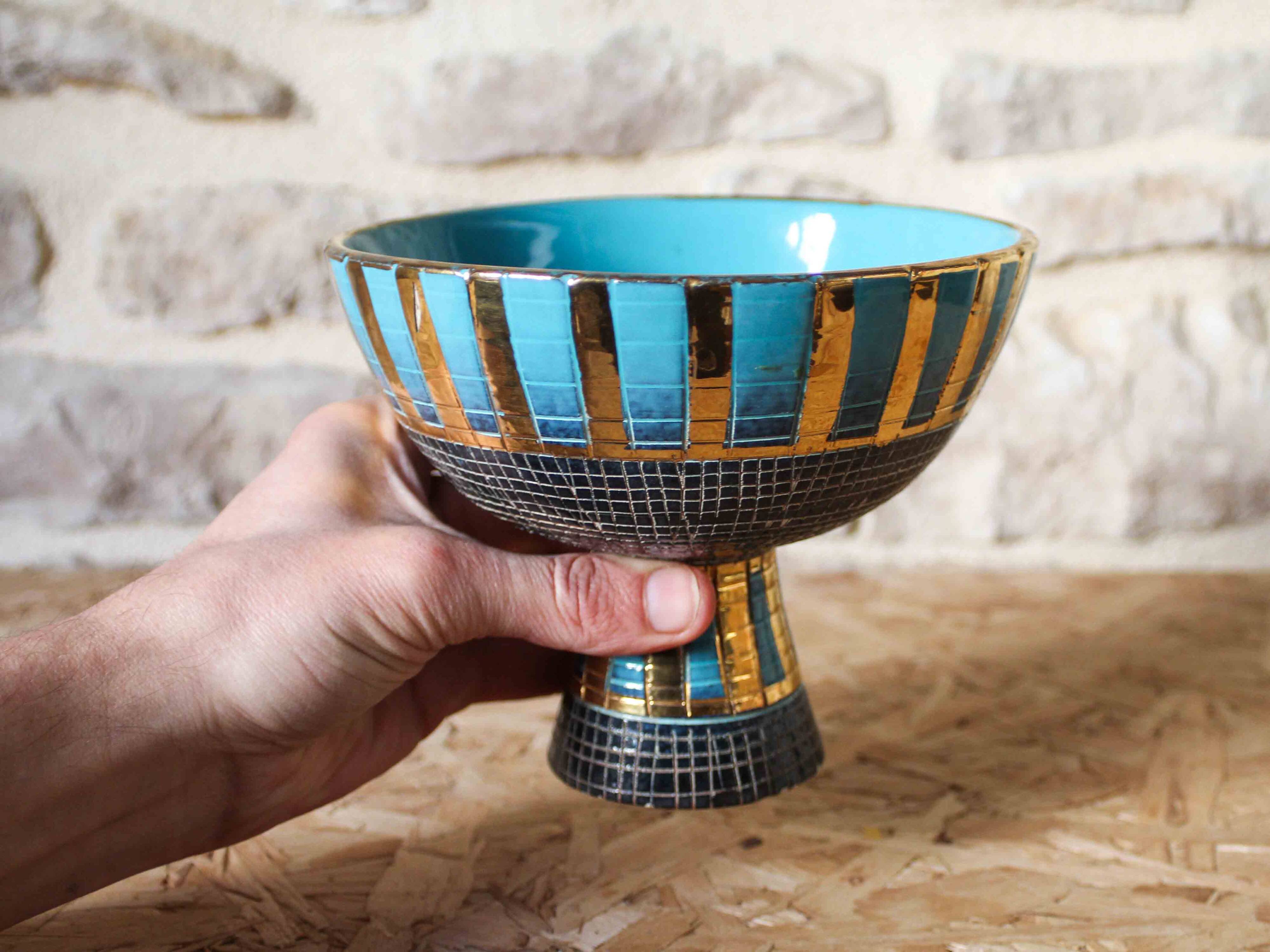 Seta Series footed bowl by Aldo Londi for Bitossi