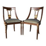 Pair of mid-century empire style seat chairs