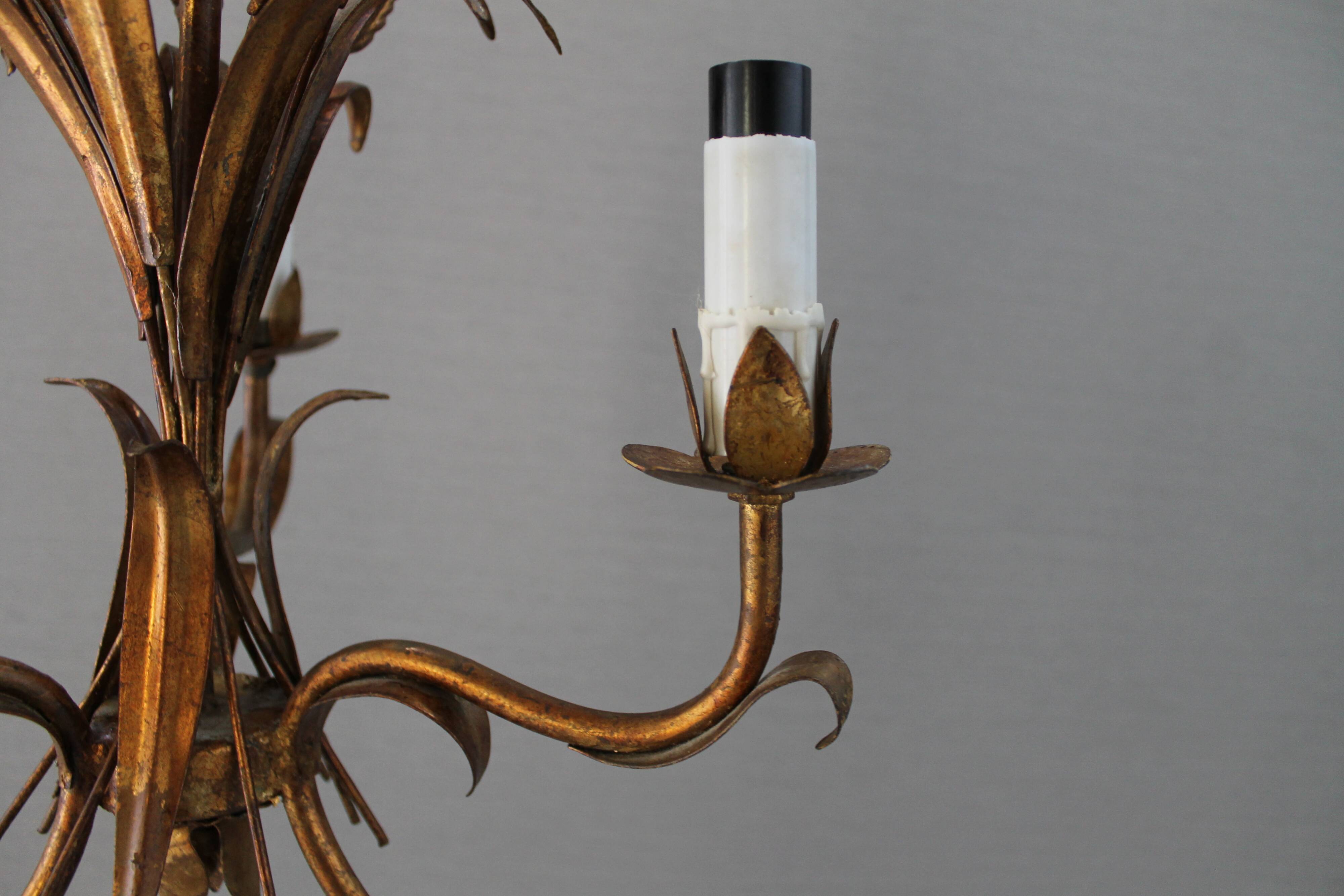 Lustre suspension en métal doré "épis de ble"