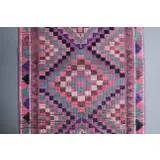 Vintage Turkish Oushak blanket made of wool and cotton, purple, 82x320.