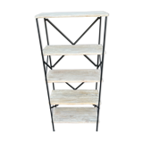 Industrial style shelf in light wood and cast iron