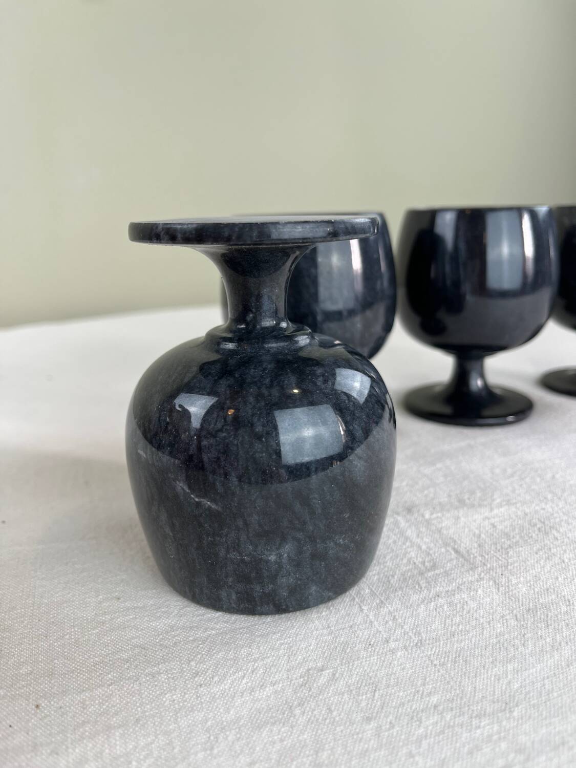 Black marble vases