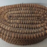 Antique Bread Basket - Vintage Braided Straw Bun Basket
