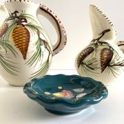 Marseille ceramic lot "alamar" pitcher jug pourer + ashtray pocket emptyer