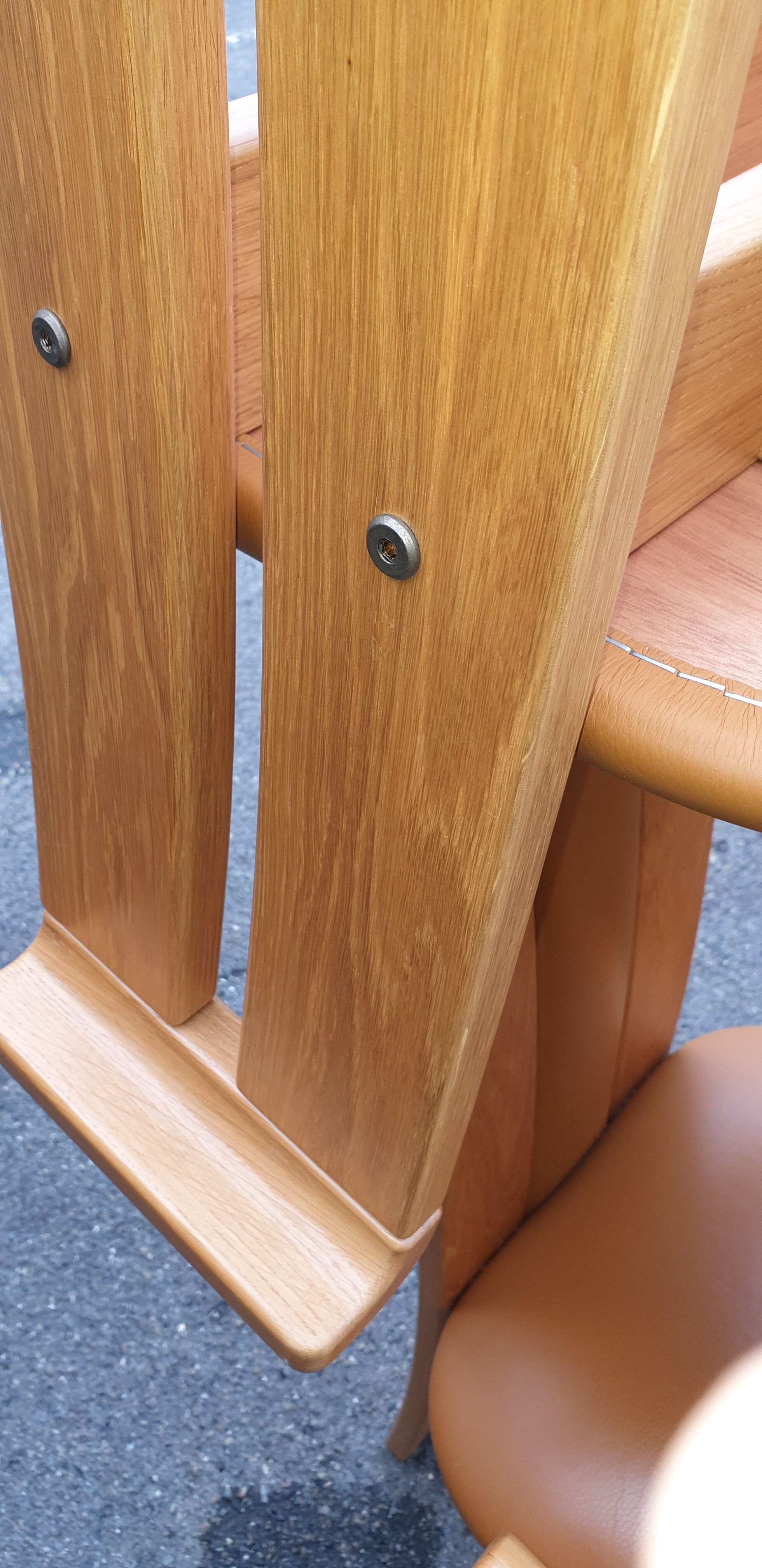 4 fauteuils de table design bois et cuir