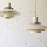 Danish pendant light in beige metal and chrome metal, 1970