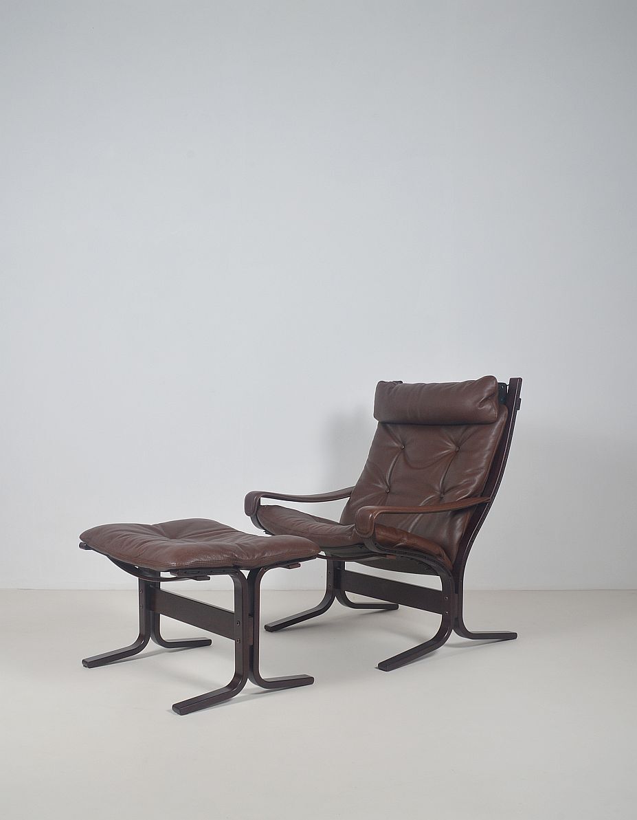 Norwegian lounge chair with ottoman designed by Ingmar Relling, 1960s