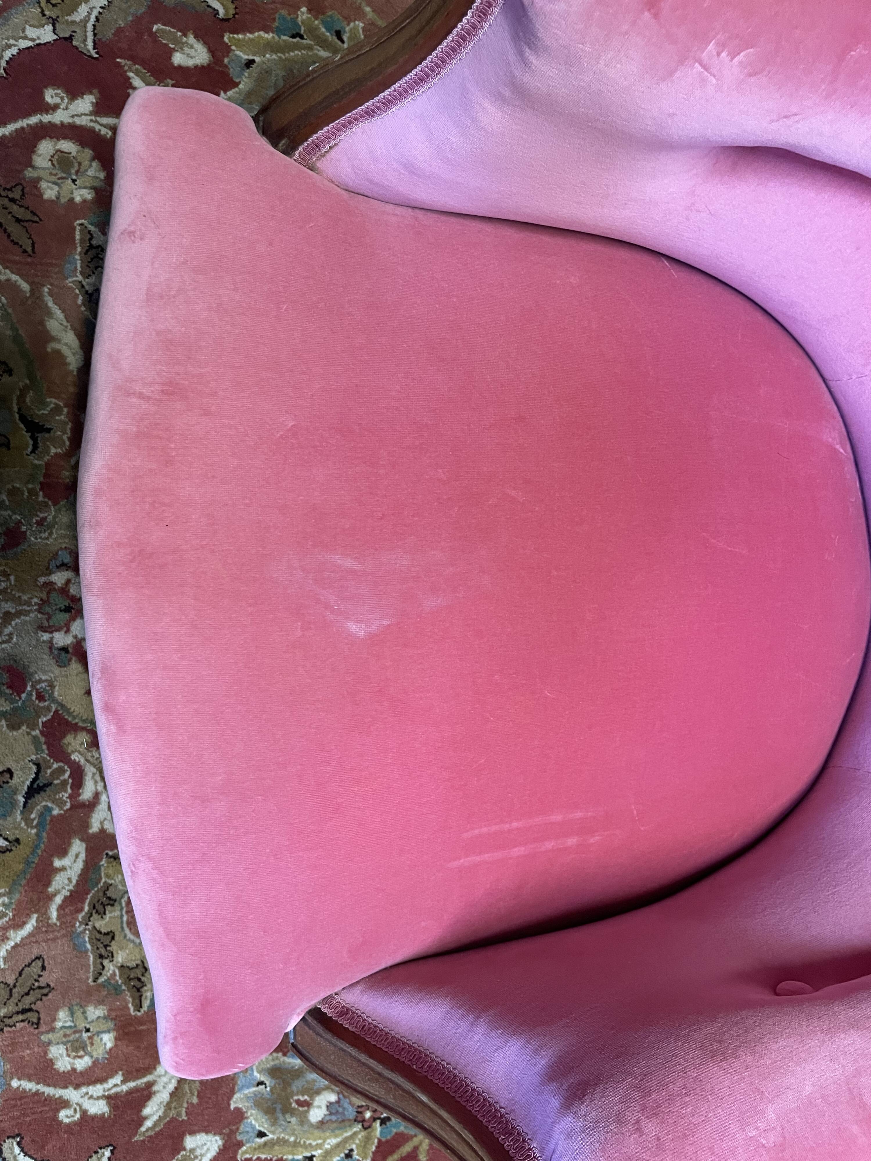 Bergère de style Louis XVI velours rose