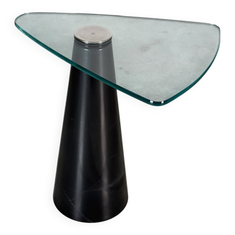 Marble and Glass Sculptural Italian Side Table Attributed to Fontana Arte