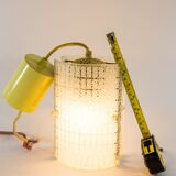 Rectangular suspension lamp in engraved glass from the 70s