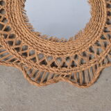 Miroir soleil en rotin tressé, 60 cm