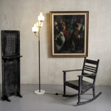 Stilnovo, floor lamp with three opalines, Italy 1950