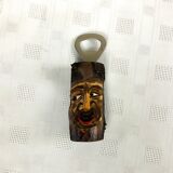 Décapsuleur vintage en bois avec visage d’arbre sculpté
