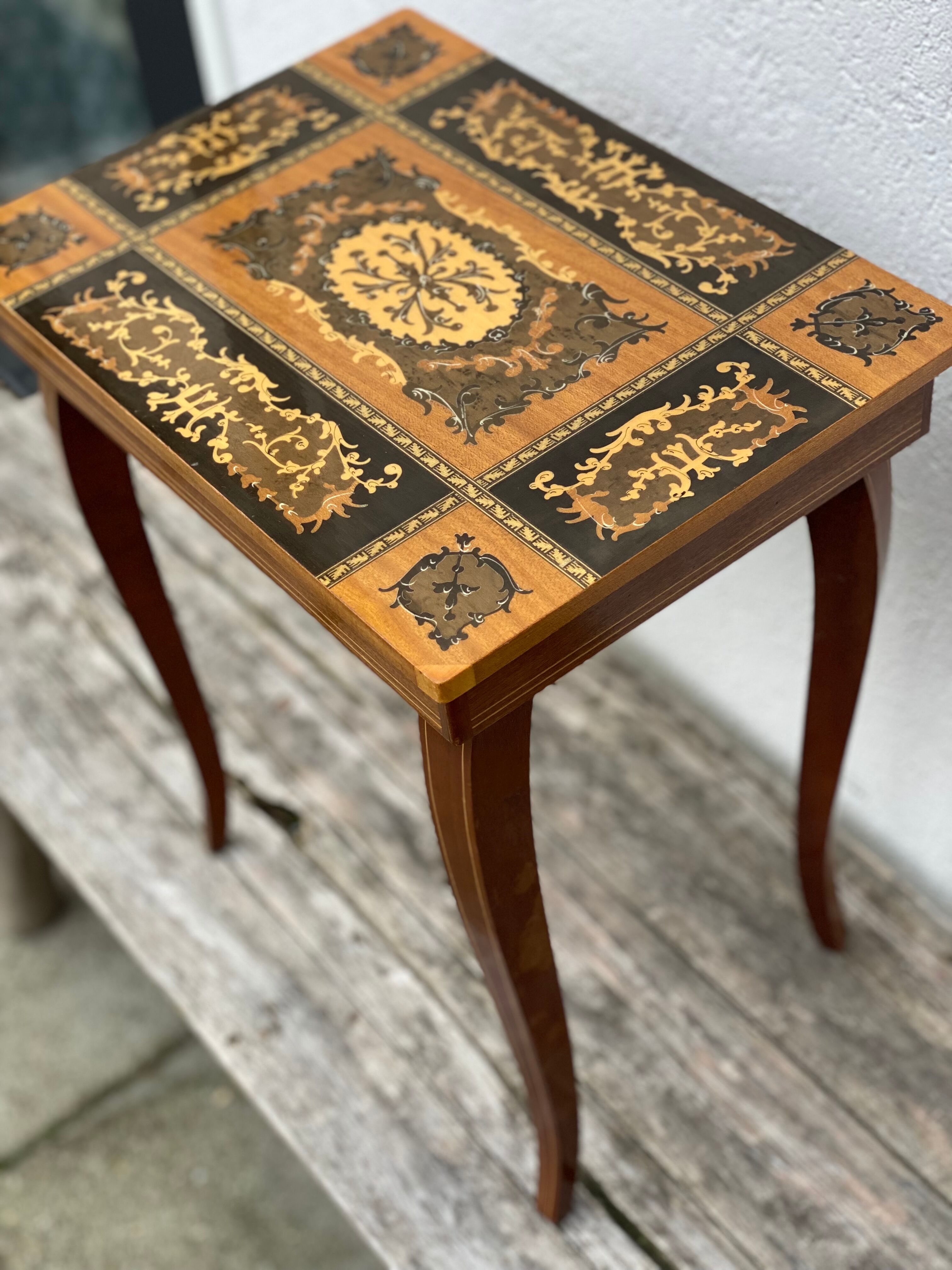 Italian Sorrento Music Box Table by Lador