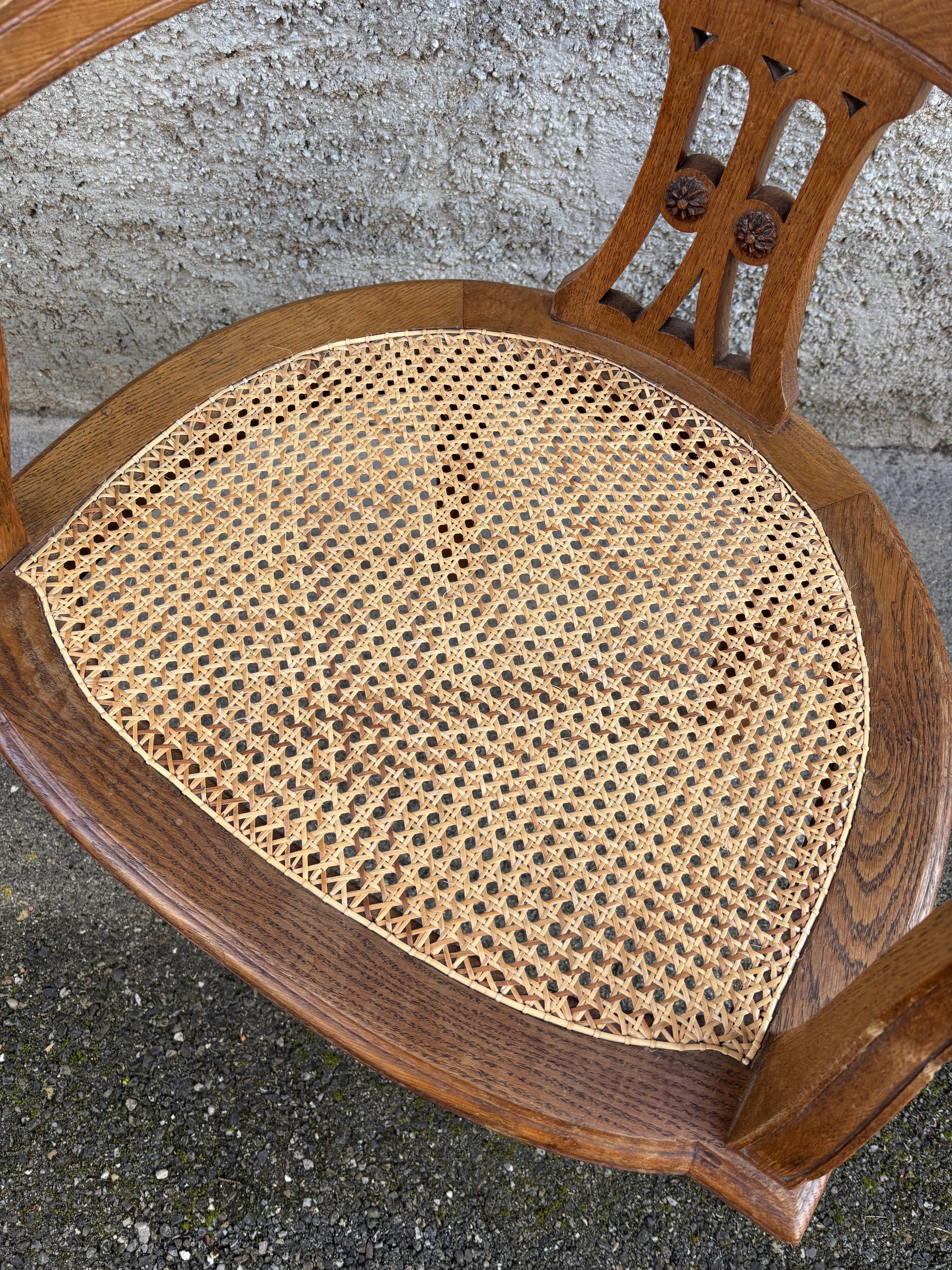 American office chair Louis XVI style wood and caning 1900