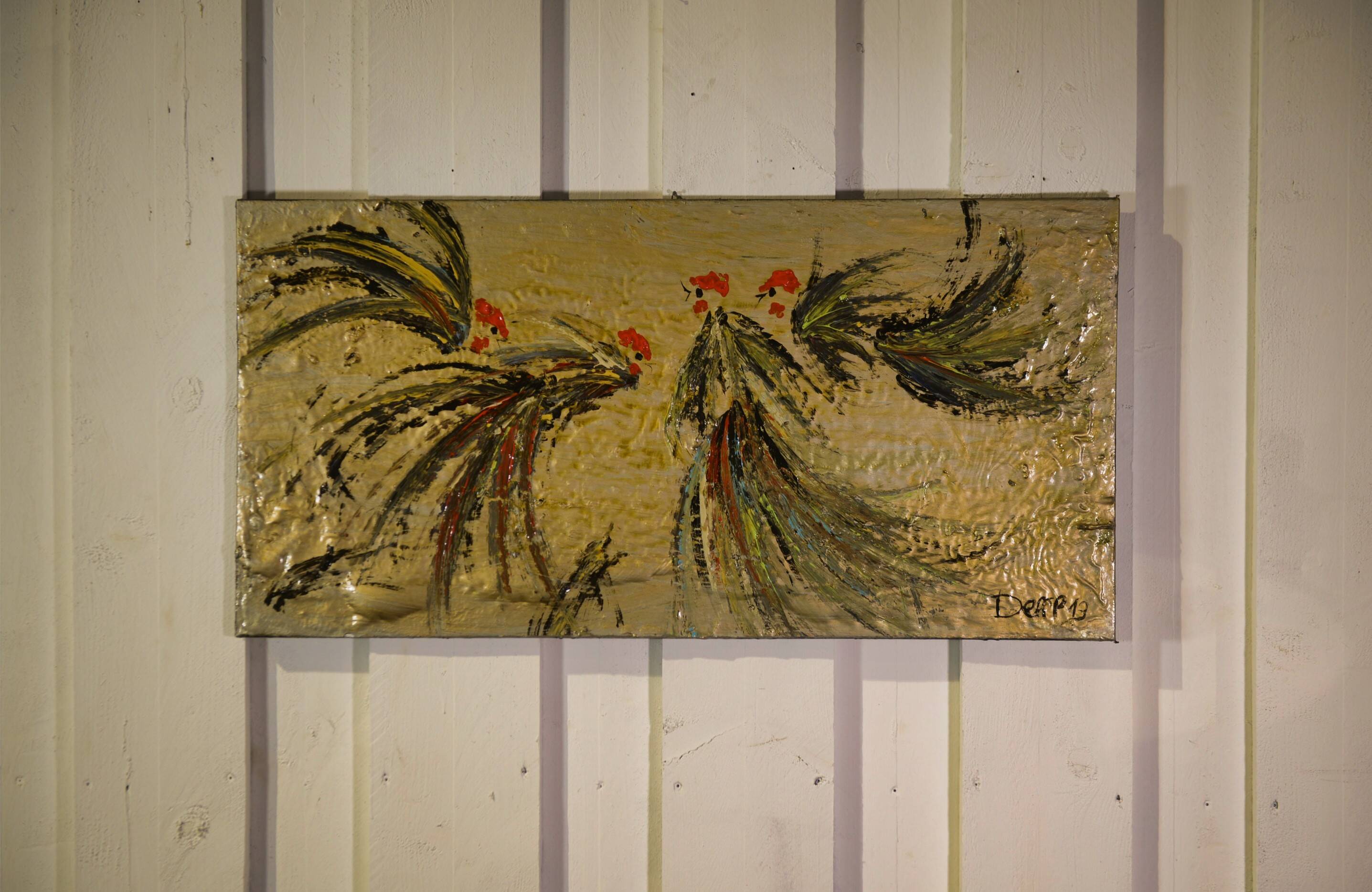 Enamelled canvas roosters by DEFFP 13 2000’s