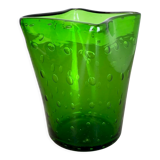 Murano Glass Bullicante Bubble "Green" Vase Element Shell Murano, Italy, 1970s