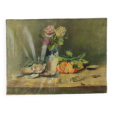 Tableau ancien français nature morte huile sur toile signée L. Bouchu 1912